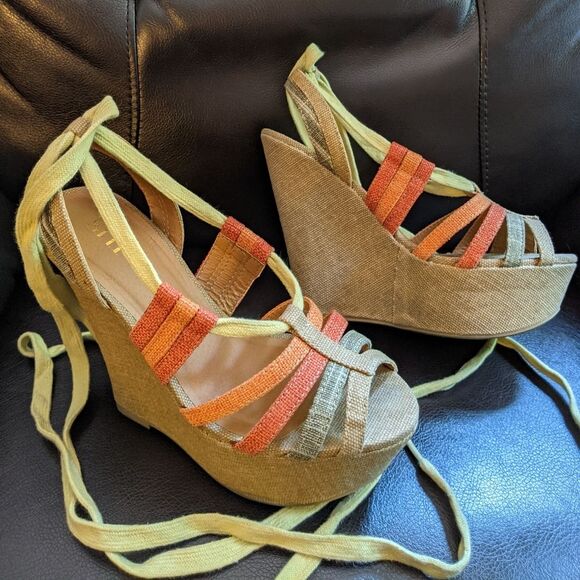 Shi Journeys Missile Multi Strappy Boho Tall Wedge - Picture 2 of 15